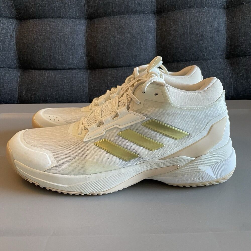 Size 11 - Adidas Crazyflight 6 Indoor Mid Off White Gold Metallic Women's NEW
